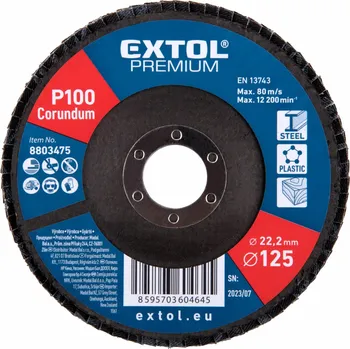 Brusný kotouč 8803475 | Kotouč lamelový šikmý korundový 125x22,2 mm, P100, EXTOL PREMIUM