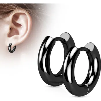 Náušnice Atreya Ocelové kruhové náušnice Livia Barva: Černá, Velikost: 3 mm, Délka / Průměr: 8 mm