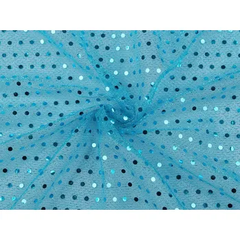 Galanterie Tyl dekorační lurexový s flitry METRÁŽ šíře 100 cm - 6 modrá azuro