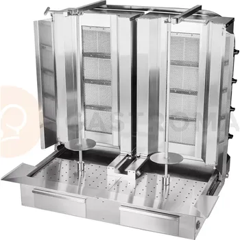 Plynová kartuše Gyros/kebab gril plynový podvojný, 4+4 hořáky, zátěž 120 kg, 1000x715x1065 mm | RESTO QUALITY, KLG224-T