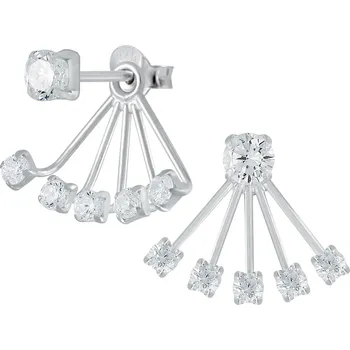 Náušnice Stříbrné kulaté náušnice s kubickými zirkony - bílé