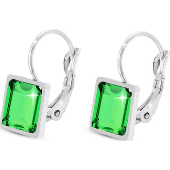 Náušnice biju Náušnice z chirurgické oceli, čtverečky se zeleným zirkonem 1002702-4