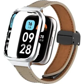 Ostatní příslušenství k chytrým hodinkám eses Kožený řemínek s magnetickou sponou pro Xiaomi Redmi Watch 3 Active - Béžový