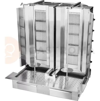 Plynová kartuše Gyros/kebab gril plynový podvojný, 5+5 hořáků, zátěž 160 kg, 1000x715x1230 mm | RESTO QUALITY, KLG225-T