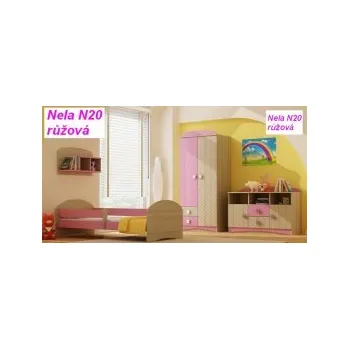 Dětská postel Postel Nela N20 160/80 cm - RŮŽOVÁ + matrace a rošt ZDARMA