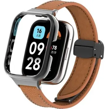 Ostatní příslušenství k chytrým hodinkám eses Kožený řemínek s magnetickou sponou pro Xiaomi Redmi Watch 3 Active - Hnědý