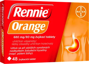 Lék proti pálení žáhy Rennie Orange 680 mg/80 mg 48 tbl.
