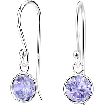 Náušnice Stříbrné náušnice s kulatými zirkony o průměru 6 mm - levandule