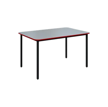 Jídelní stůl JSBR 130 N jídelní stůl, kovová podnož černá, deska 18 mm, deska šedá s hranou, červená flamengo, 1300x900 mm