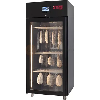 Skříň na zrání/uskladnění salámů, sýrů, veganských produktů, černá, 50/80 kg, 920x800x2115 mm | ZERNIKE, Klima Aging System KAS900PVB