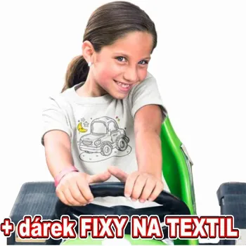 Dětské tričko k vymalování - Autíčko + 6ks Fixy na textil bílá