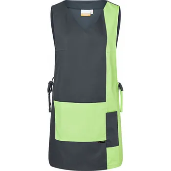 Kuchyňská zástěra Karlowsky Dámský pracovní plášť Marilies s dvěmi předními kapsami Barva: šedá - zelená (ca. Pantone 7540C)-Apple (ca. Pantone 7486C), Velikost: I (38/40) KY065