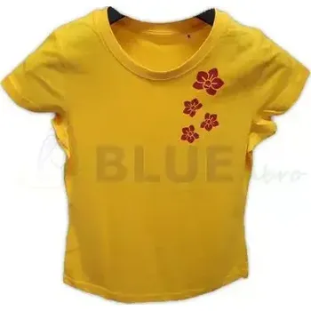 Bavlněné dámské tričko žluté s potiskem orchidej