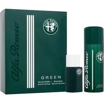 Pánský parfém Alfa Romeo Alfa Romeo Green SET: Toaletní voda 15ml + Telový sprej 150ml Pre mužov Toaletní voda