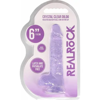 Dildo REALROCK - průhledné realistické dildo - fialové (15 cm)