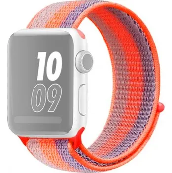 Řemínek na hodinky Nylonový řemínek s proužky pro Apple Watch Ultra 49mm / 46mm / 45mm / 44mm / 42mm - neonově oranžový