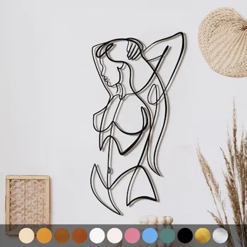 Obraz WoodenPuzzle.cz Dřevěný obraz - Dívčí silueta Barva: Zlatá, Velikost: XL