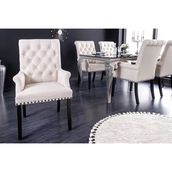 Jídelní židle Luxusní jídelní židle s područkami Modern Barock III béžová