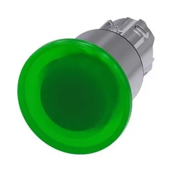 Stykač SIEMENS Tlačítko hřibové, osvětlené, 22 mm, kulaté, kov, s vysokým leskem, zelená, 40 mm 3SU1051-1EA40-0AA0