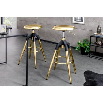 Barová židle Designová otočná barová židle Industrial zlatá