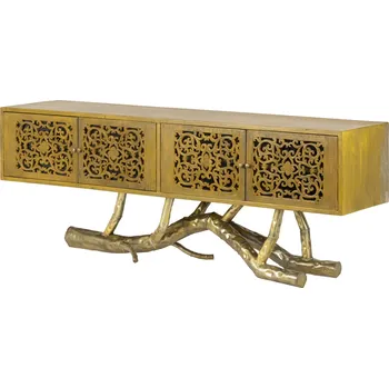 Příborník do zásuvky Orientální příborník Synnada Laton 180cm teak žlutý/zlatý