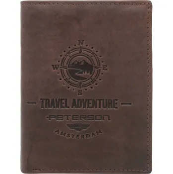 Pánská kožená peněženka Peterson PTN N4-BE-TRAVEL tmavě hnědá