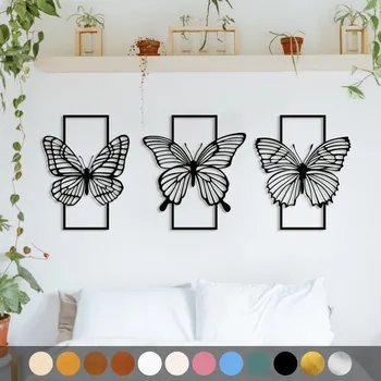 Obraz WoodenPuzzle.cz Dřevěný obraz - Motýli Barva: Přírodní, Velikost: XL