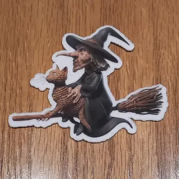 Party dekorace Dekorace čarodějnice na koštěti z plsti 02 - 1 ks