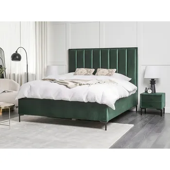 Postel Sada nábytku do ložnice zelená čalouněná sametová postel s úložným prostorem 160x 200 cm 2 noční stolky Beliani
