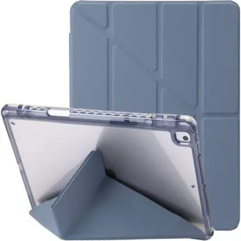 Pouzdro na mobilní telefon Pouzdro s transparentní zadní stranou a origami stojánkem pro iPad 9,7" (2017/2018) / Air 1 / 2 / Pro 9,7" - modrošedé