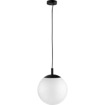 Kaspa 10734102 ALUR S - Závěsné svítidlo s kulatým skleněným stínidlem, černá, 1 x E27, Ø 25cm (Závěsné svítidlo 1 x E27, s mléčným kulatým skleněným stínidlem)