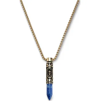Náhrdelník Rico | Náhrdelník s přívěskem ve tvaru náboje s lapisem lazuli z nerezové oceli zlaté barvy - Arkai
