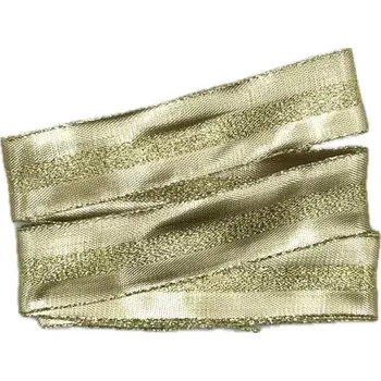 Stuha Stuha lurexová LONDON GOLD zlatá 25mm x 2m (9,-Kč/m) (Stuha lurexová zlatá s matným pruhem zlatá s pruhem, s drátkem)