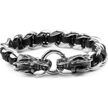 Náramek Náramek Dvouhlavý drak z kůže a oceli - Fort Tempus