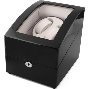 Box na hodinky Uzamykatelný lakovaný černý rotační box na hodinky - 5 hodinek - Warren Asher