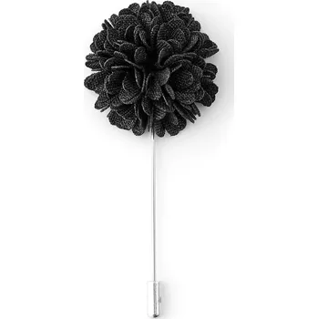 Brož Uhlově černá spona do klopy s květinou - Warren Asher