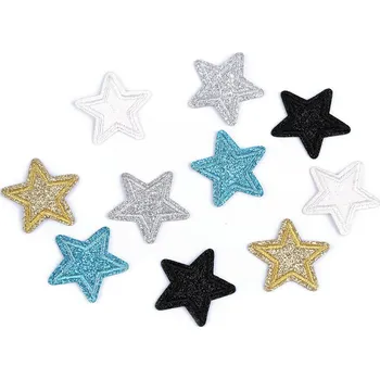 Vánoční dekorace Nažehlovačka hvězda s glitry, Balení 10 ks, Varianta 2 stříbrná