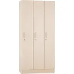 Dřevěná šatní skříňka Visio - 3 oddíly, 90 x 42 x 190 cm, javor