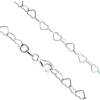 Řetízek Stříbrný srdíčkový řetízek 4,5mm 4,60g Rhodium 45cm Stříbro 925/1000