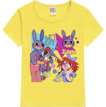 Dívčí oblečení Dětské tričko s krátkým rukávem a potiskem The Amazing Digital Circus Barva: Žlutá, Velikost: 5T (100-110)