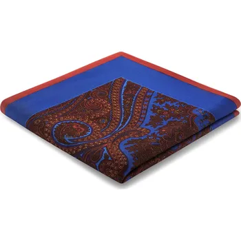 Kravata Elegio | Oboustranný hedvábný kapesníček do saka s&nbsp;modrohnědým vzorem - Trendhim