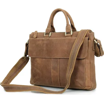 Hnědá minimalistická kožená brašna - Delton Bags