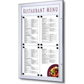 Venkovní uzamykatelná menu vitrína 4 x A4, hliník