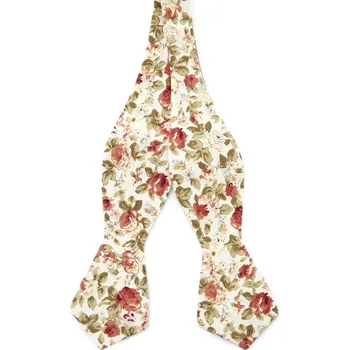 Motýlek Krémový květovaný vázací motýlek - Bohemian Revolt