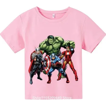 Dívčí tričko Marvel a DC Dětská bavlněná trika s hrdiny Avengers Barva: Růžová, Velikost: 100/4 roky