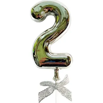 Dortová svíčka Dortový zápich číslo stříbrný Typ: 2 (1648)