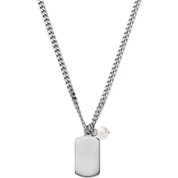 Náhrdelník Ocata | Náhrdelník stříbrné barvy s&nbsp;psí známkou a perlou - Lucleon