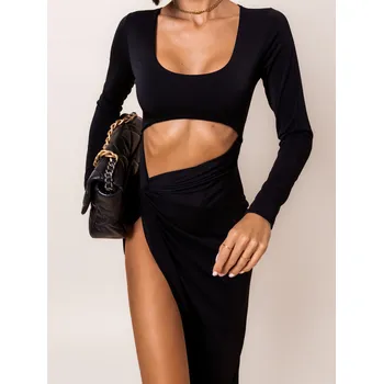 Dámské šaty Černé elegantní šaty VALLI s průstřihy Velikost: ONESIZE