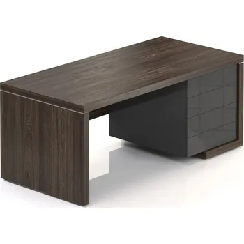 Jídelní stůl Stůl Lineart 180 x 85 cm + pravý kontejner, jilm tmavý / antracit