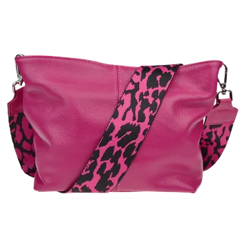 Kabelka NovaKabelka.cz Kožená italská crossbody kabelka Batilda Fuxia s přídavným popruhem III